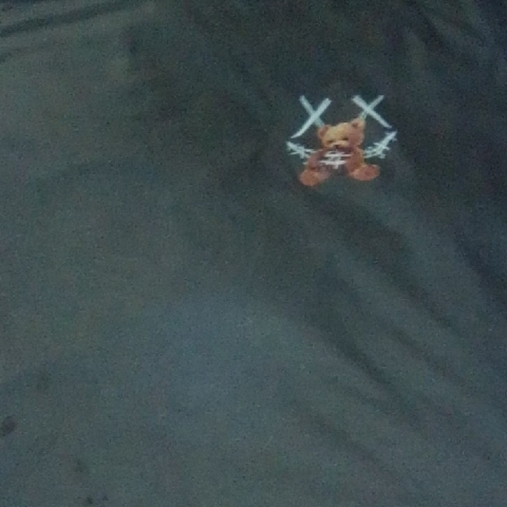 Black Graphic Tee with Bear Design